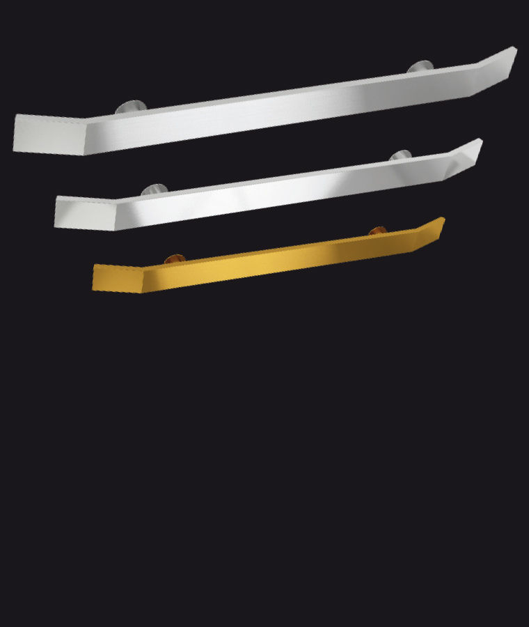 Disponibile in alluminio anodizzato naturale, brillantato e oro